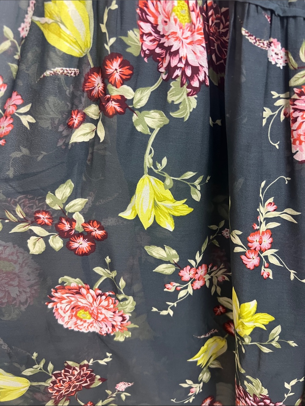 Anthropologie Size 2X Dark Gray Evelin‎ Green Floral Boho Tiered Maxi Dress - Picture 8 of 13